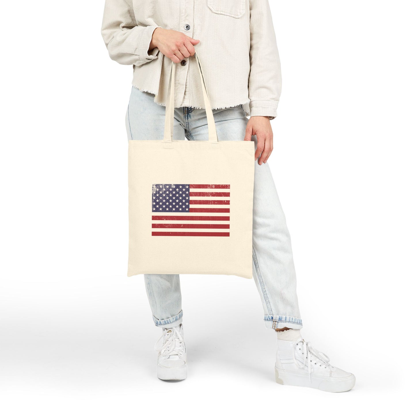 American Flag Canvas Tote Bag