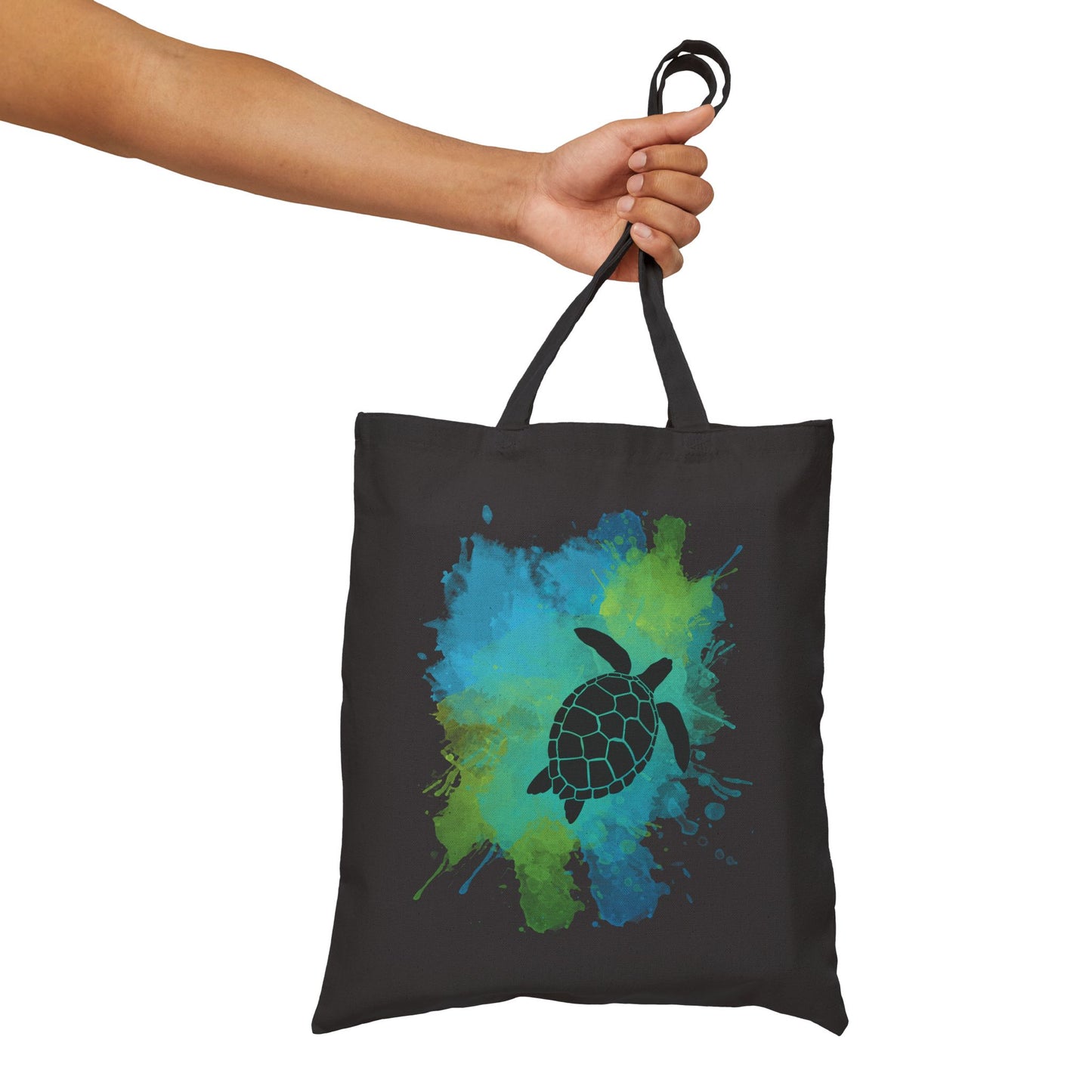 Honu - Sea Turtle Watercolor Tote Bag - Black