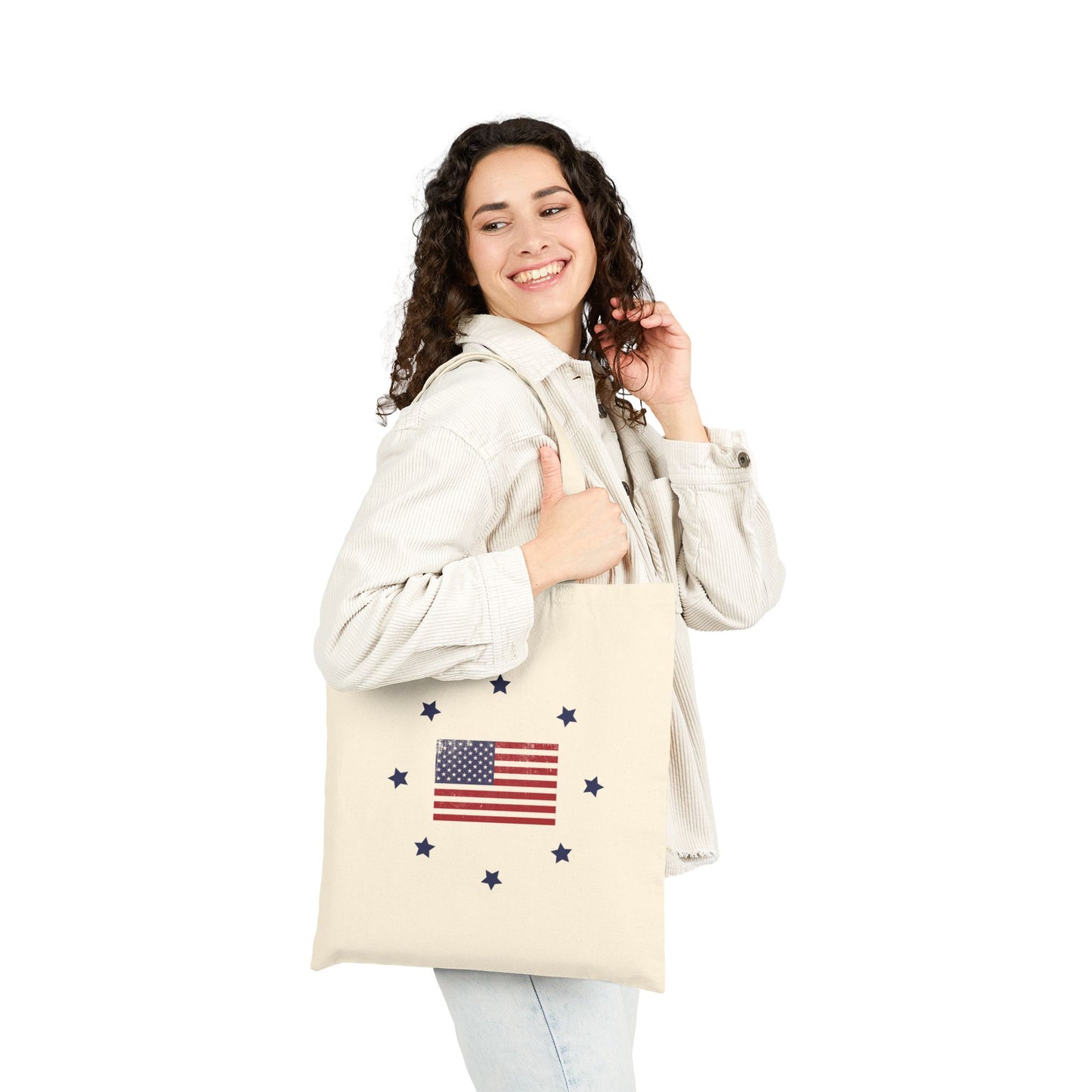 Stars & Flag Canvas Tote (4th of July)