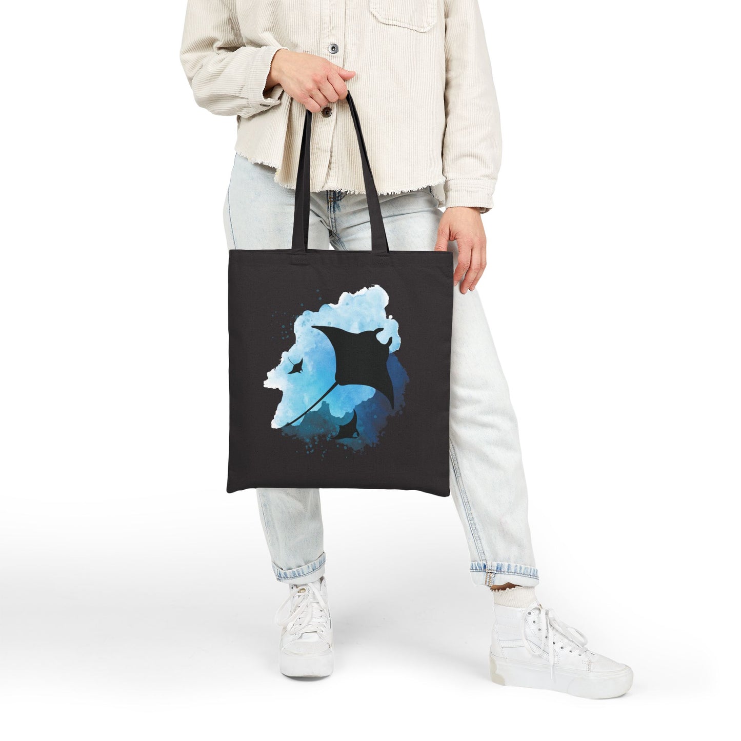Manta Ray Watercolor  Canvas Tote