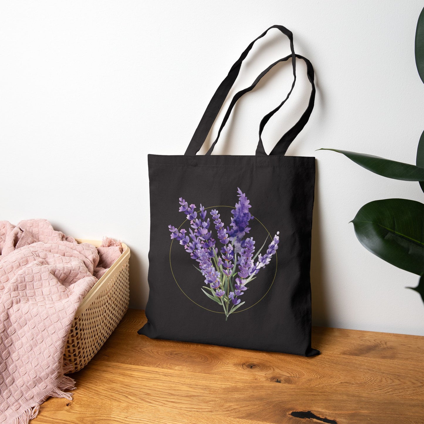Lavender Watercolor Bouquet Canvas Market Bag