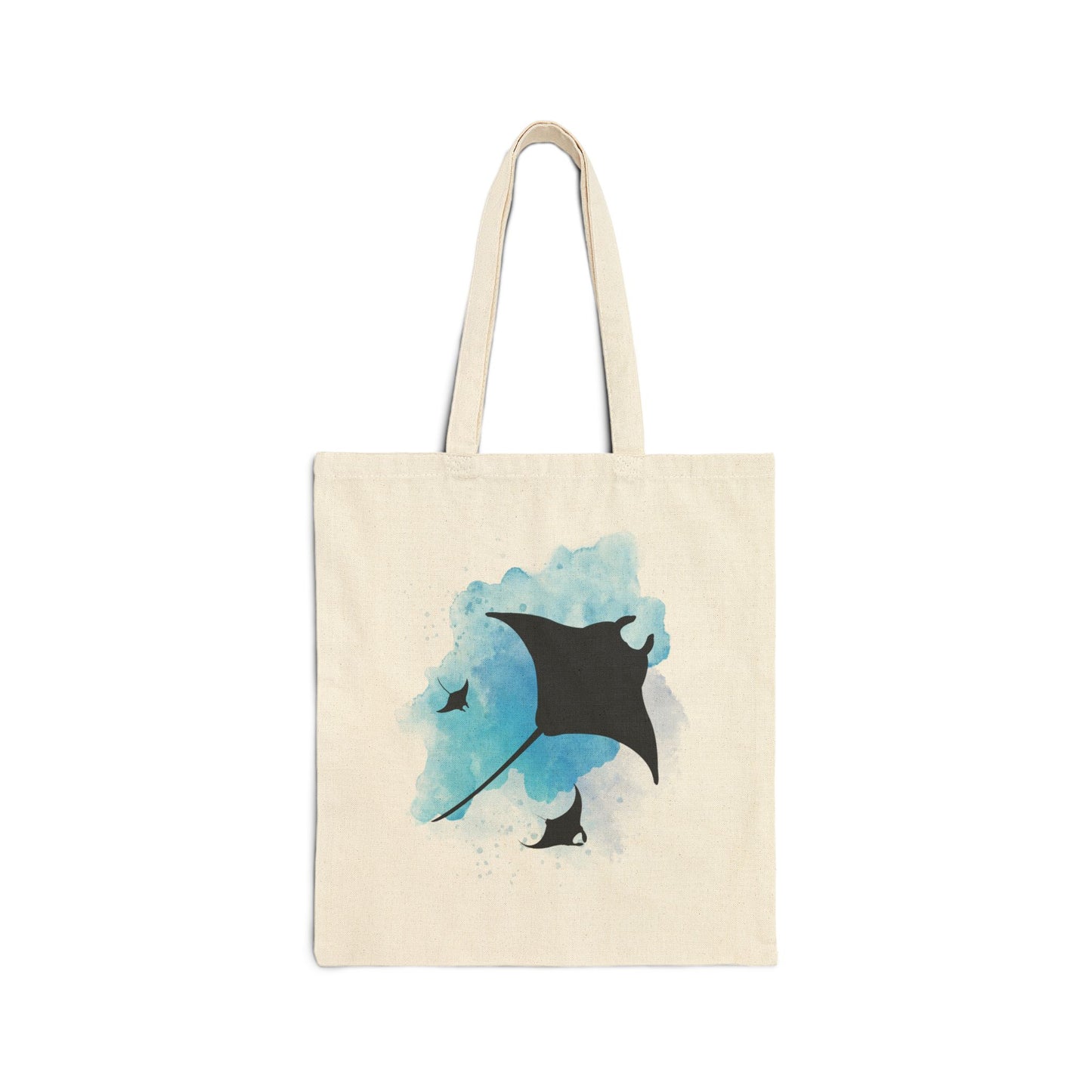 Manta Ray Watercolor Tote -Natural