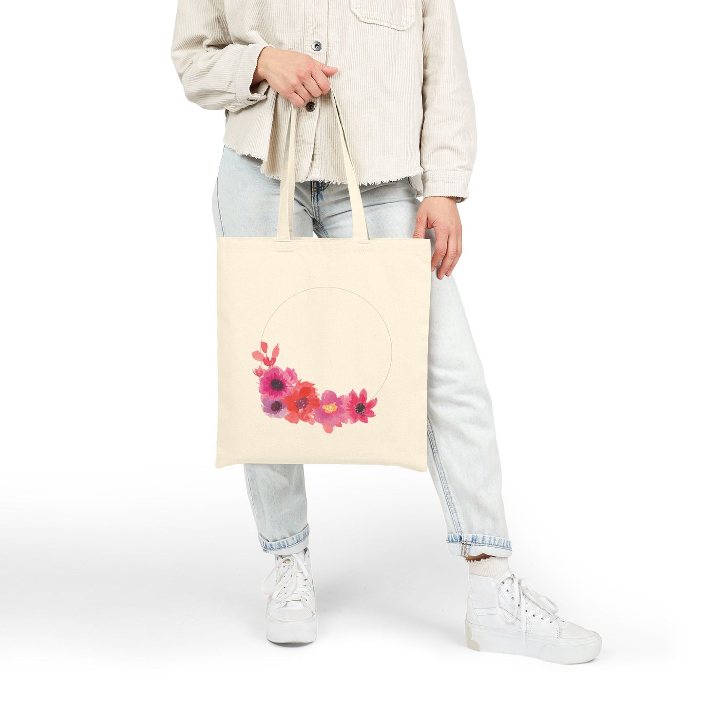 Pink Blossom Floral Watercolor Tote Bag