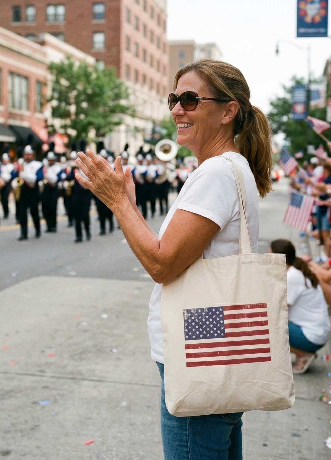 American Flag Canvas Tote Bag