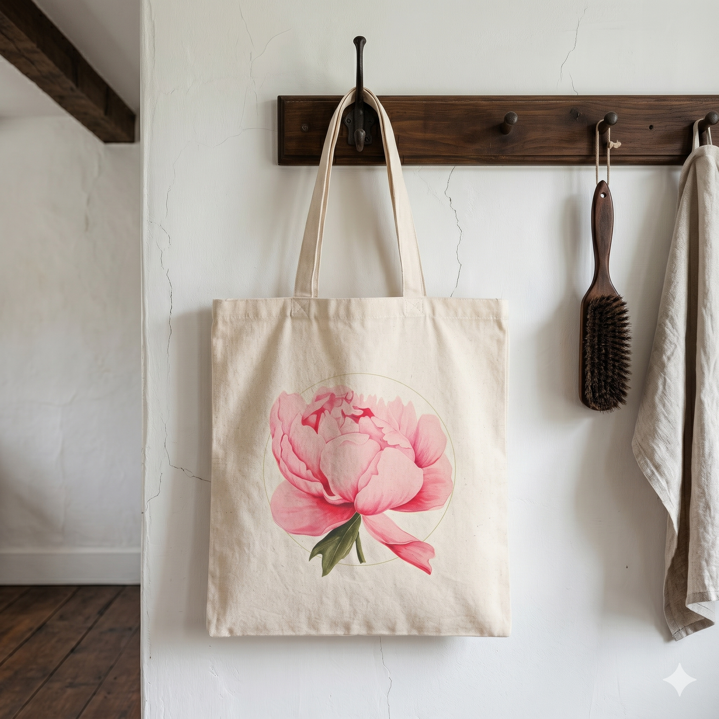 Pink Peony Canvas Tote Bag