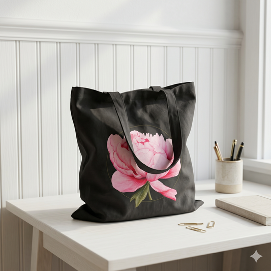 Pink Peony Canvas Tote Bag