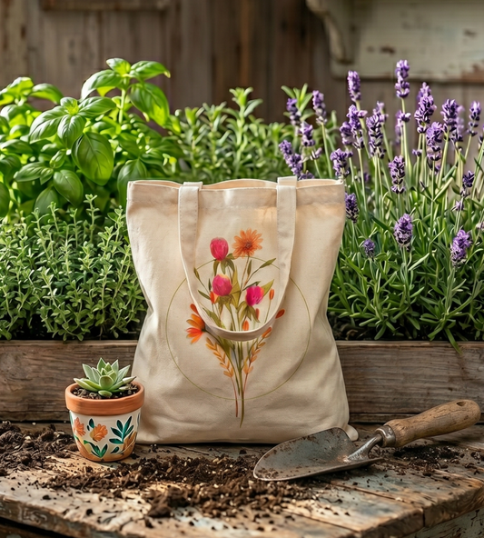 Watercolor Wildflower Market Tote