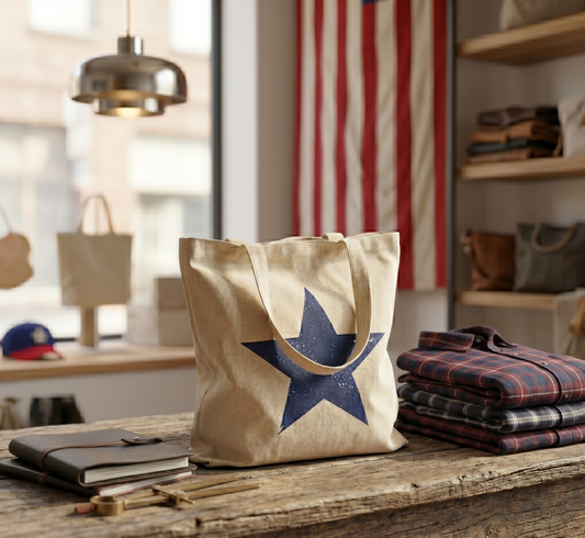 Blue Star Canvas Tote Bag