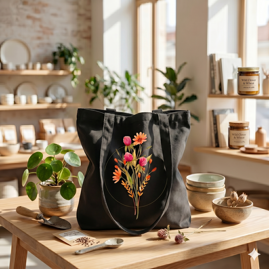 Watercolor Wildflower Market Tote