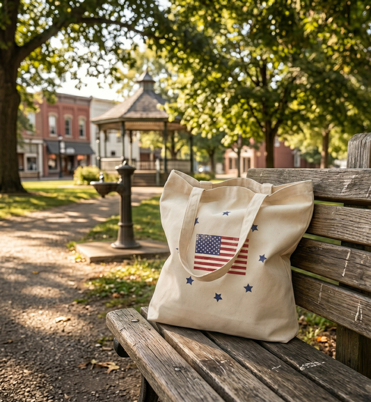 Stars & Flag Canvas Tote (4th of July)