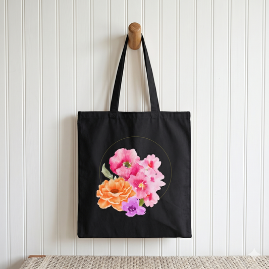 Pink & Orange Blossom Watercolor Tote Bag