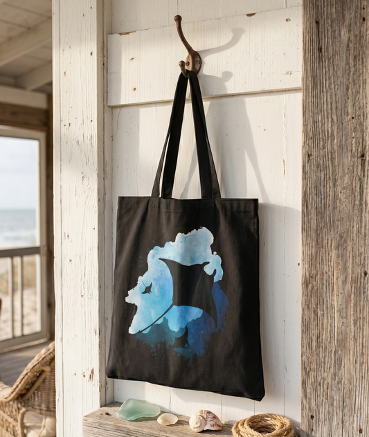 Manta Ray Watercolor  Canvas Tote