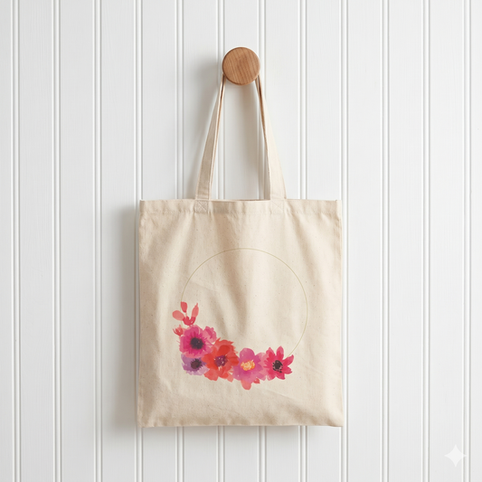 Pink Blossom Floral Watercolor Tote Bag