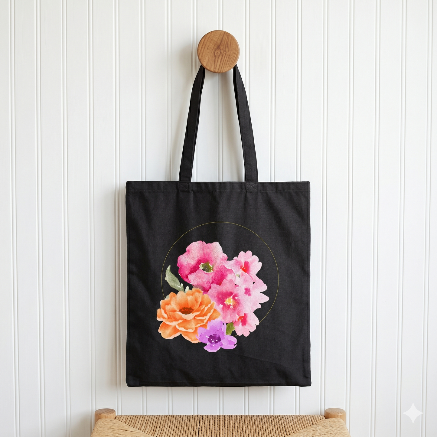 Pink & Orange Blossom Watercolor Tote Bag