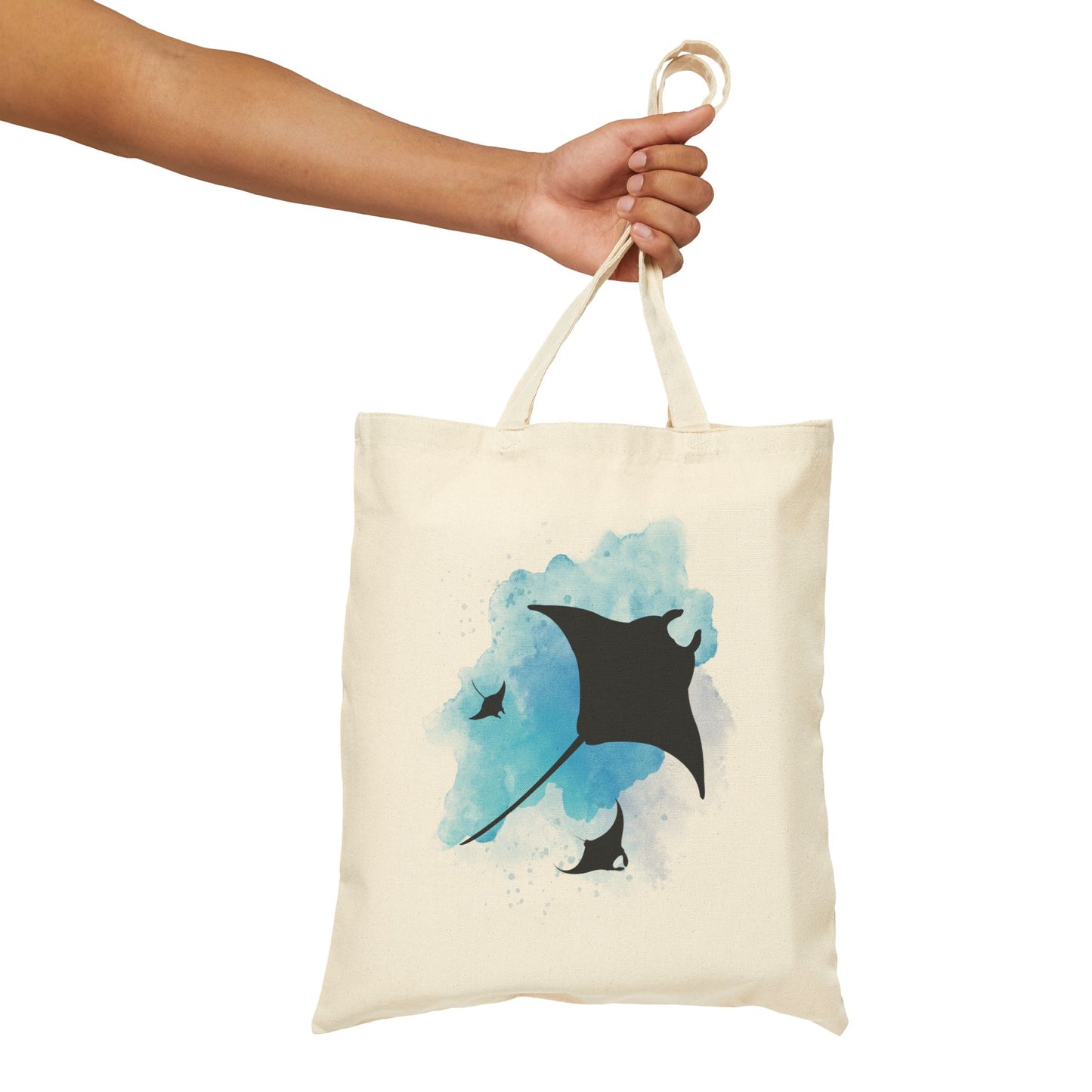 Manta Ray Watercolor Tote -Natural