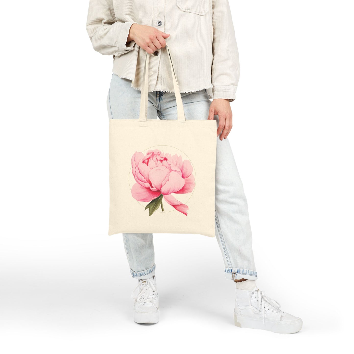Pink Peony Canvas Tote Bag