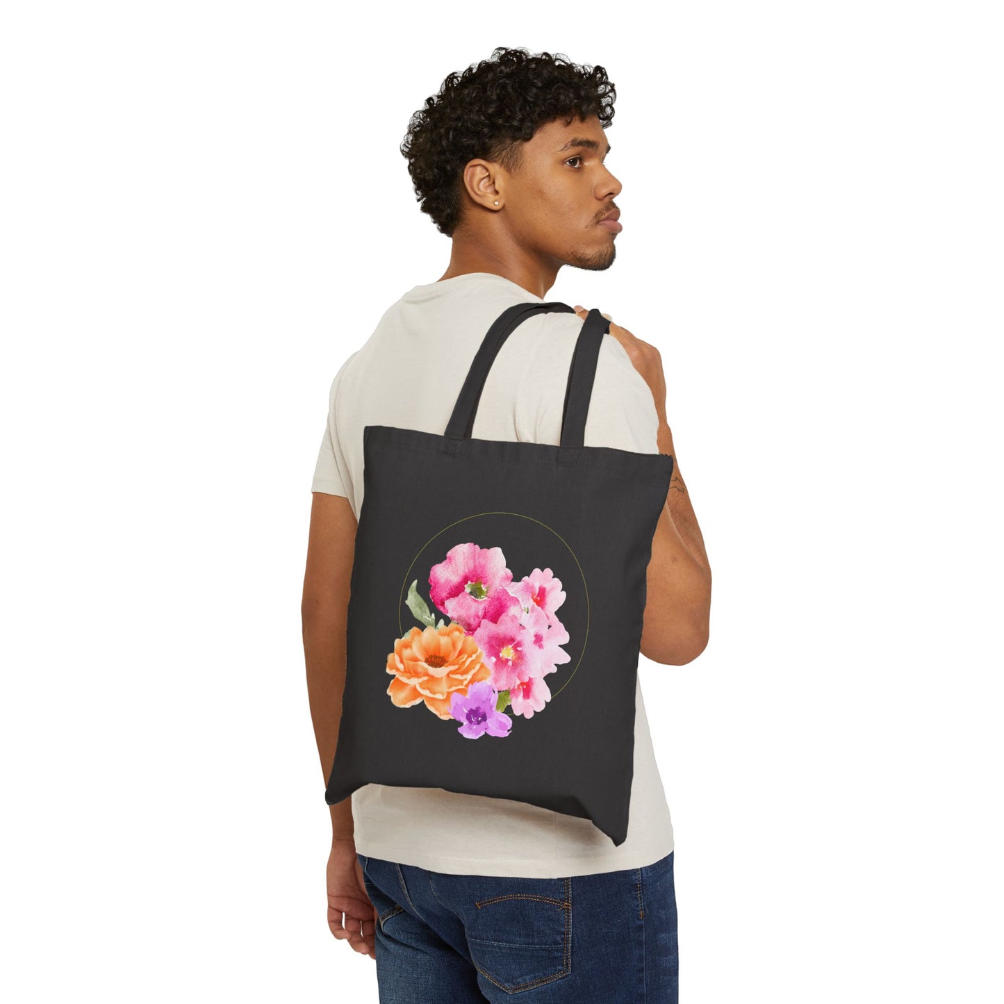 Pink & Orange Blossom Watercolor Tote Bag