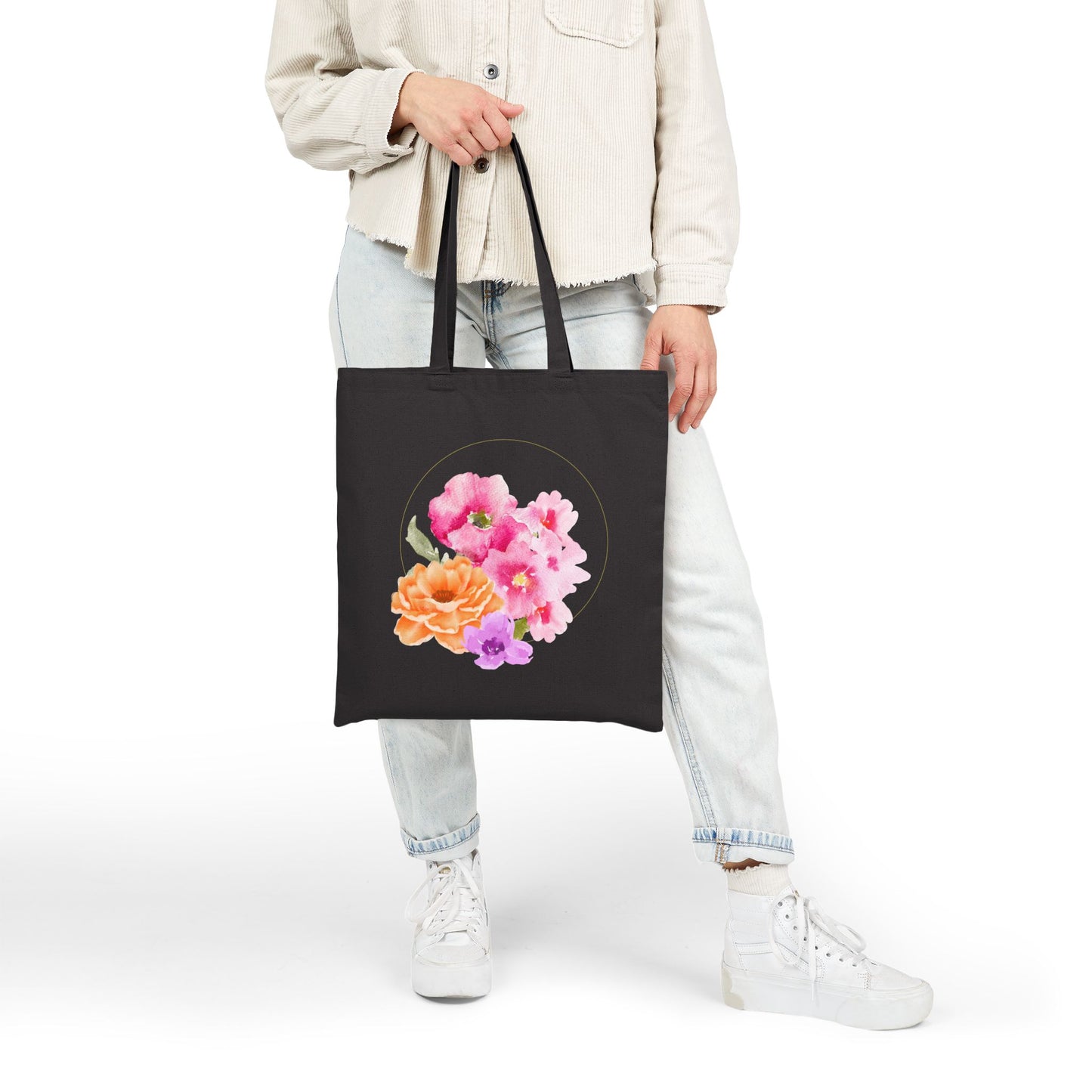 Pink & Orange Blossom Watercolor Tote Bag