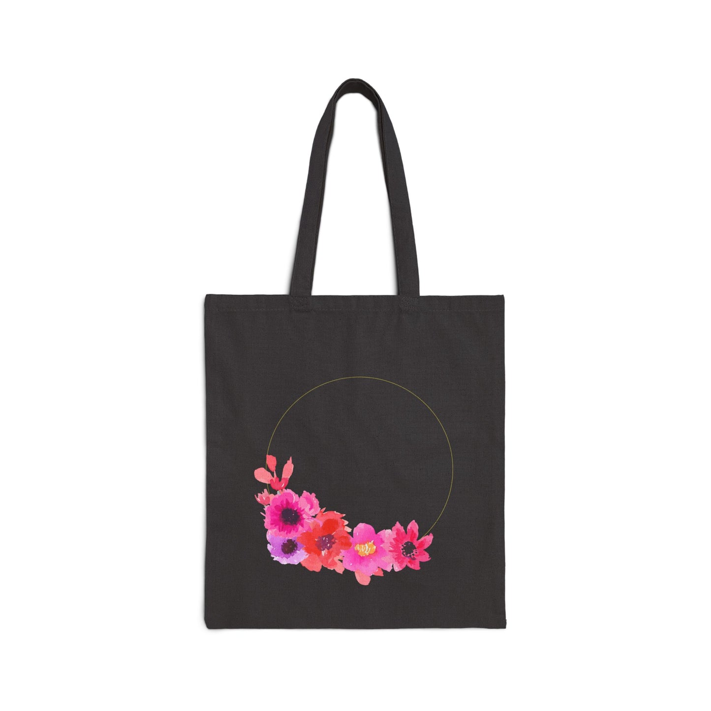 Pink Watercolor Flowers Canvas Tote Bag