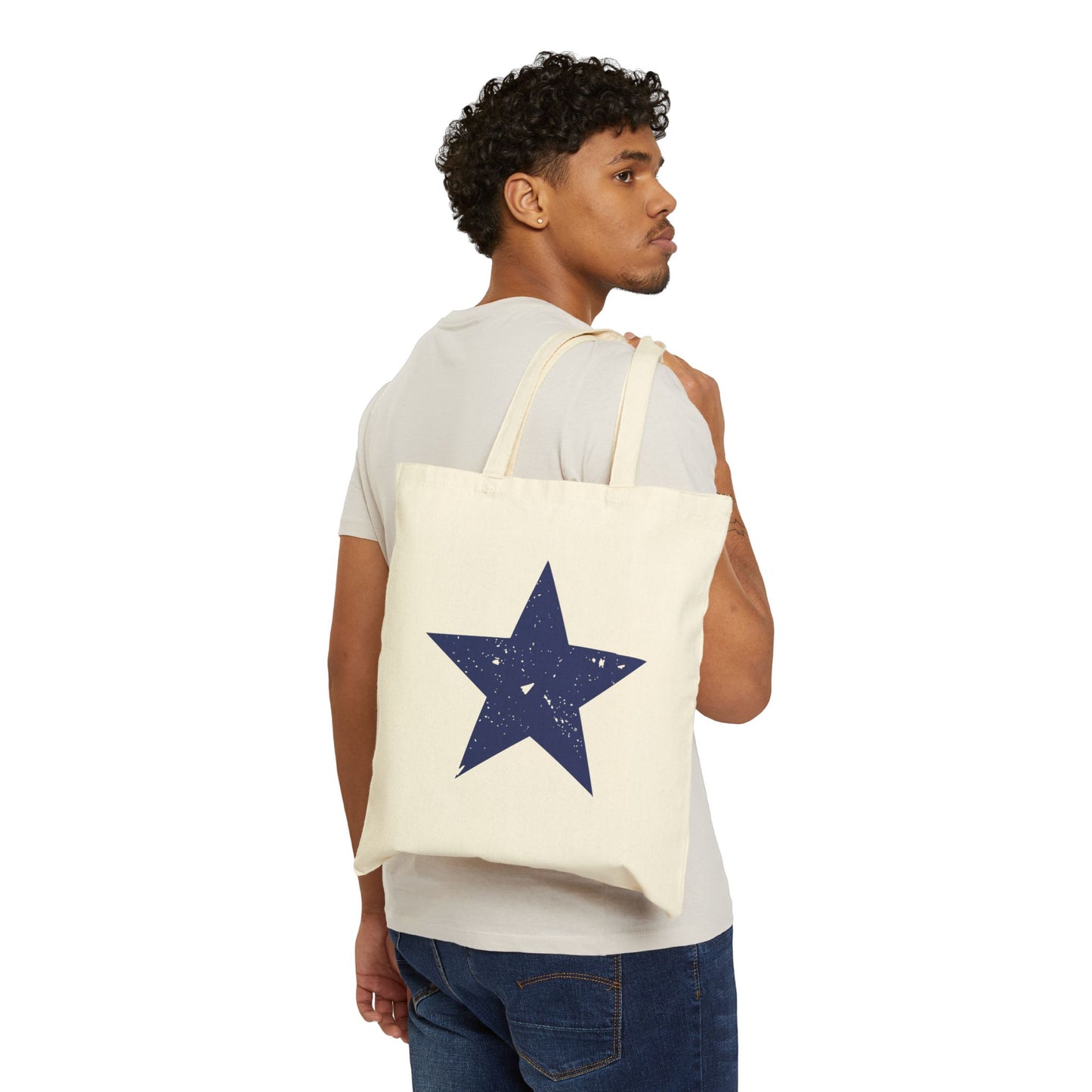 Blue Star Canvas Tote Bag